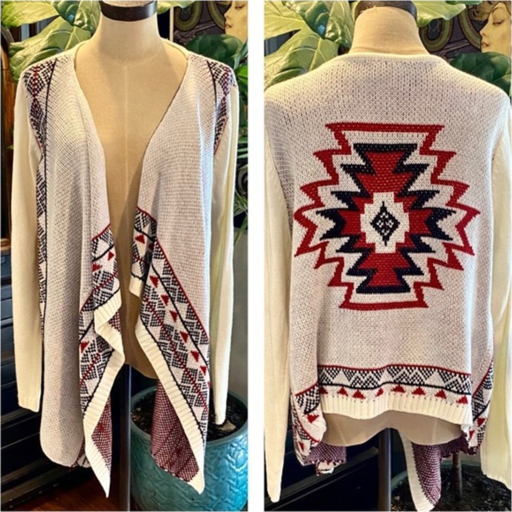 Bohemian Aztec Waterfall Cardigan Knit Sweater